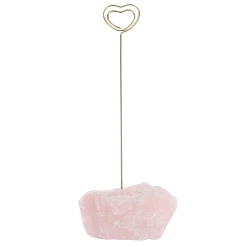 SHINEOFI Rohe Stickelnoten Tischplatte Mit Fotoclip Kartenhalter Dekoration Bilderrahmen Aus Kristall Tischkartenhalter Aus Holz Fotoständer Mini-kartenhalter Bildhalter Rosa Kristallstein von SHINEOFI