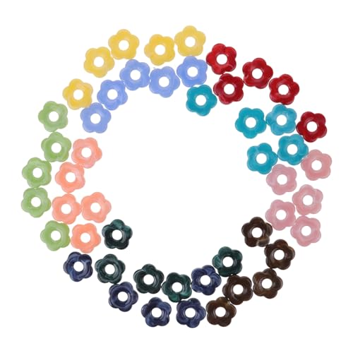 SHINEOFI Set mit 50 Perlen aus Acryl in Blumenform für die Herstellung von Halsketten, Ohrringen und Armbändern von SHINEOFI