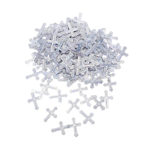 SHINEOFI Silbern Glitter Kreuz Tischkonfetti Plastik Konfetti für Kommunion Taufe Geburtstag Hochzeit Party Dekoration Christliches Fest von SHINEOFI