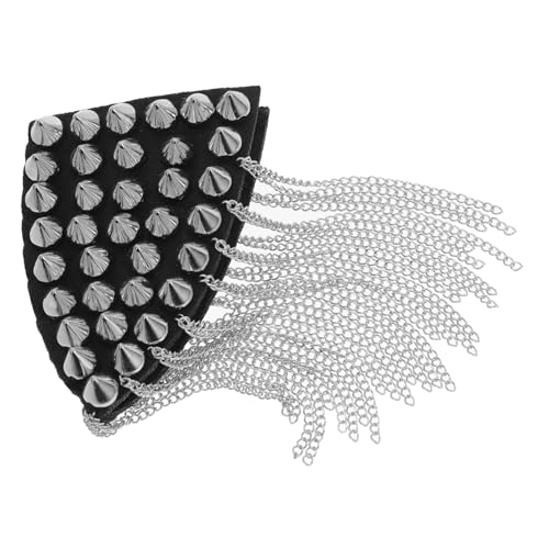 SHINEOFI Silberne Schulter Epauletten mit Modischer Quastenverzierung Vintage Punk Stil Nietenbesatz Dekorative Schulterabzeichen für Damenjacken und Uniformen SHINEOFI Silberne Schulter Epauletten mit Modischer Quastenverzierung Vintage Punk Stil Nietenbesatz Dekorative Schulterabzeichen für Damenjacken und Uniformen von SHINEOFI