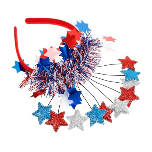 SHINEOFI Stern Stirnband Patriotische Themenparty Kopfbedeckung Glitzer Stern Haarreif Haarreif Unabhängigkeitstag Kopfschmuck Feier Kopfschmuck Party Haarreifen von SHINEOFI