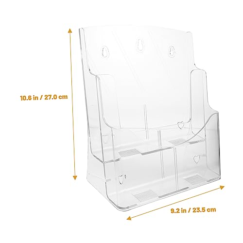 SHINEOFI Transparenter Wandmontierter Dokumentenhalter aus Acryl Lagiger Prospektständer und Büro Organizer für Unterlagen Praktischer Wandhalter für Akten Kataloge und Broschüren von SHINEOFI