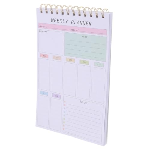SHINEOFI Undatierter Wochenplaner mit Spiralbindung und abreißbaren Blättern To Do List Notizblock Glattes Papier für Schmierfreies Schreiben Robuster Wochenkalender für Effektives von SHINEOFI