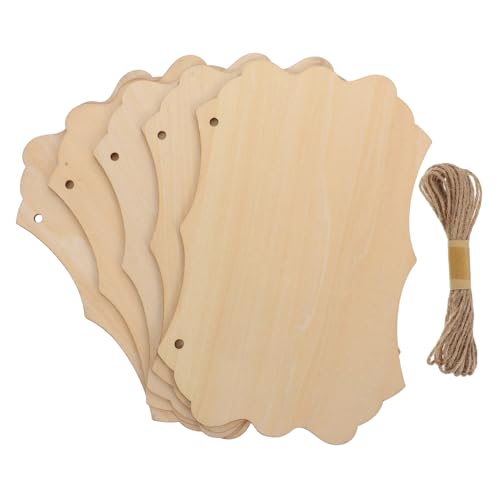 SHINEOFI Unfertiges Holzschild Teilig mit Juteseil Blanko Dekorative Holzplaketten zum Beschriften Bemalen und Basteln Hängendes Wanddekor für Wohnzimmer Büro DIY Kunstprojekte von SHINEOFI