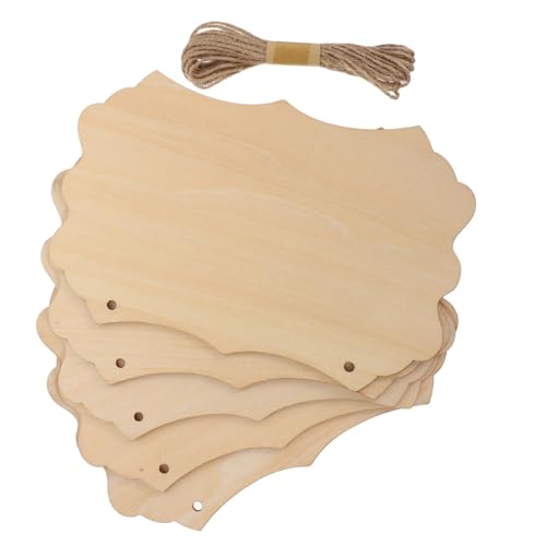 SHINEOFI Unfertiges Rechteckiges Holzschild mit Juteschnur Robuste Blanko Holztafel zum Bemalen Beschriften und Basteln Vielseitiges DIY für Tür und Wandgestaltung von SHINEOFI