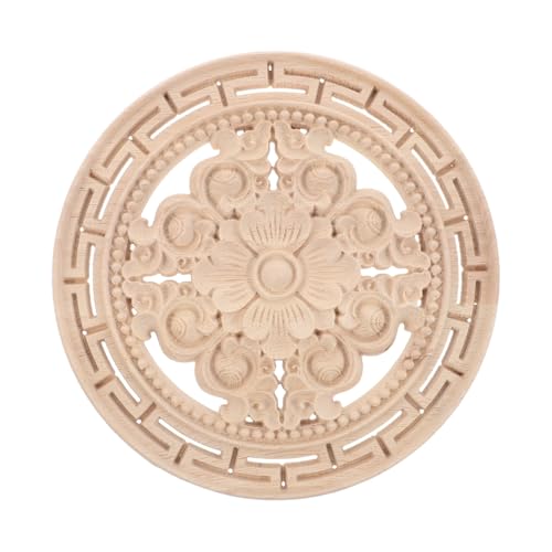 SHINEOFI Unlackierte Holzblumenapplikation Handgeschnitzte Holzverzierung für Möbel Dekoration Rustikale Holzornamente mit Floralem Design Leichte DIY Holzschnitzereien für Schrank und von SHINEOFI