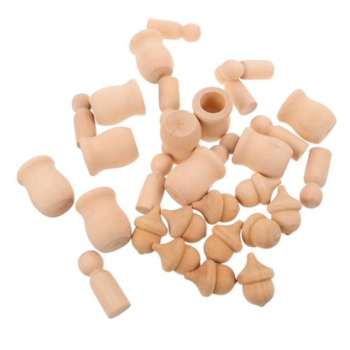 SHINEOFI Unvollendete Unlackiert Holzfiguren DIY Bauernhaus Kunst Handbemalt Holzpüppchen Familie Figuren Basteln Herbstdeko Holzkunstwerk von SHINEOFI