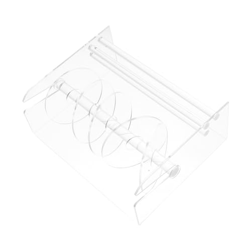 SHINEOFI Verstellbarer Acryl Etikettenspender Fächer Rollenhalter Organizer für Büro Schule und Einzelhandel Robuster Transparenter Aufbewahrungsständer für Klebeband und Stickerrollen von SHINEOFI