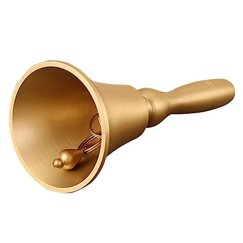 SHINEOFI Vintage Handglocke aus Kupfer mit Holzgriff Laute Serviceglocke für Restaurant und Hotel Stabile Langlebige Handglocke im Retro Stil für Empfang und Notfallhilfe von SHINEOFI