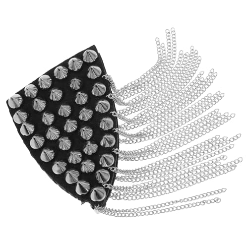 SHINEOFI Vintage Schulterepauletten mit Nieten und Quasten Tassel Chain Epaulette für Damen Silbernes Punk Accessoire für Uniform Kostüm und Alltagskleidung SHINEOFI Vintage Schulterepauletten mit Nieten und Quasten Tassel Chain Epaulette für Damen Silbernes Punk Accessoire für Uniform Kostüm und Alltagskleidung von SHINEOFI