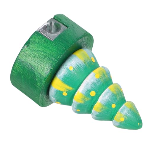 SHINEOFI Weihnachtlicher Holz-Handspitzer Weihnachtsbaum Form Handlicher Manueller Bleistiftspitzer Tragbar Leicht für Schule Büro Kinderparty Dekoratives Festliches Schreibwaren-accessoire von SHINEOFI