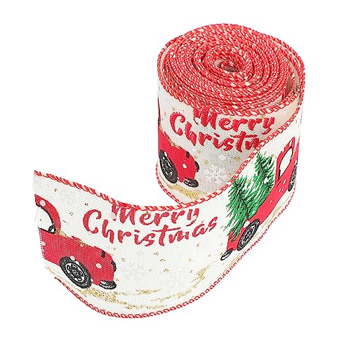 SHINEOFI Weihnachtliches Geschenkband aus Hochwertigem Leinen Farbig Bedrucktes Dekoband mit Festlichem Muster Vielseitig für Geschenke Weihnachtsbaum Party und Basteldekoration Langlebig von SHINEOFI