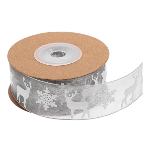 SHINEOFI Weihnachtsband aus Polyester mit Schneeflocken- Und Rentiermuster, Geschenkband zum Dekorieren von Kuchen, Party- Und Hochzeitsdekor, 32,8 Fuß von SHINEOFI