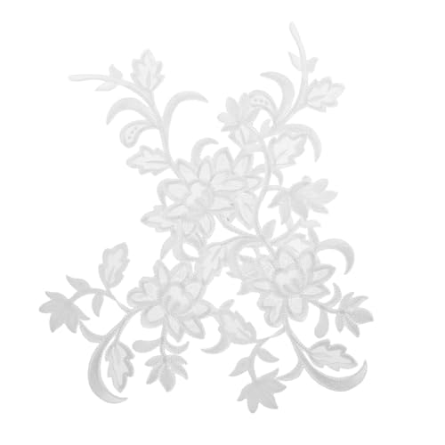 SHINEOFI Weiße Blumenstickerei Applikationen zum Aufbügeln Elegante Blumenflicken für DIY Kleidung Hochzeit Kleider Schnelle Anbringung Modische Stoffverzierung mit Feiner Stickerei von SHINEOFI