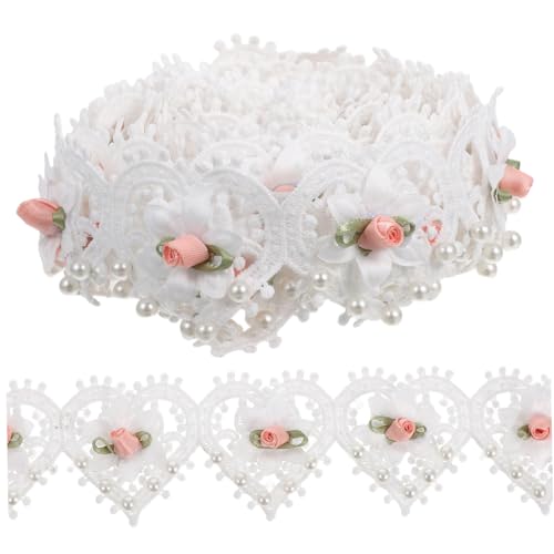 SHINEOFI Weißes Besticktes Spitzenband mit Perlenapplikation Herzförmige Blumenstickerei Langlebig und Vielseitig für Brautkleider Hüte DIY Nähprojekte und Festliche Dekoration SHINEOFI Weißes Besticktes Spitzenband mit Perlenapplikation Herzförmige Blumenstickerei Langlebig und Vielseitig für Brautkleider Hüte DIY Nähprojekte und Festliche Dekoration von SHINEOFI