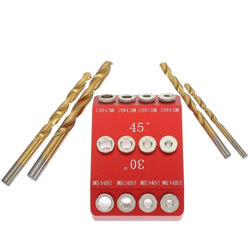 SHINEOFI Winkel Bohrlochführung mit Bohrer für Treppenholzbohrung Präzise Bohrschablone Langlebig Robust Multifunktional Holzhandbohrer Bohrhilfe von SHINEOFI