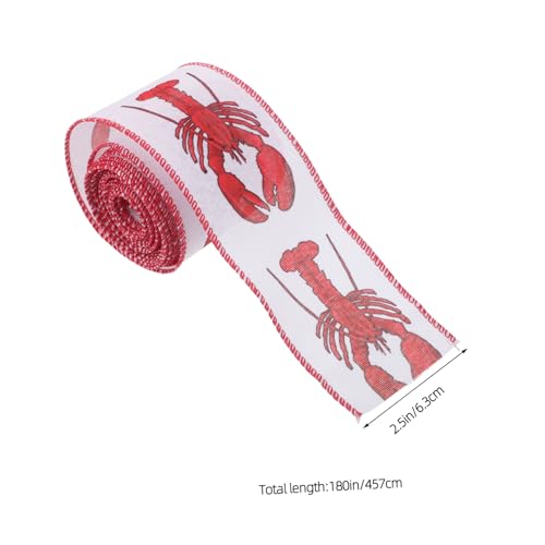 SHINEOFI Wired Edge Lobster Print Ribbon Yards Crayfish Geschenkband zum Basteln Formbares Polyesterband für Schleifen Geschenkschachteln und Deko bei Sommerfesten und Halloween von SHINEOFI