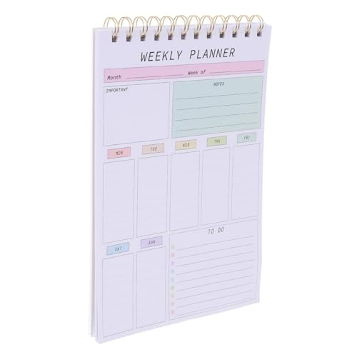 SHINEOFI Wöchentlicher Planer Notizblock mit Spiralbindung Undatierter Wochenplaner für Lehrer Aufgaben und Termine Design für Schule und Büro von SHINEOFI