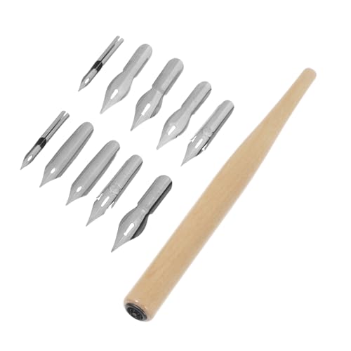 SHINEOFI Zeichentusche Stift mit Austauschbaren Federspitzen Holzhalter für Künstler Kalligraphie und Illustration Teiliges mit Verschiedenen Spitzen für Schreiben Zeichnen und Skizzieren von SHINEOFI