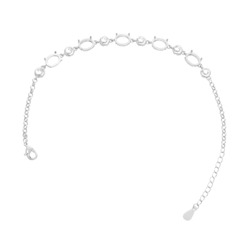 SHINEOFI armband zubehör Armreifen Blanks Armbandrohlinge Armreifensbekämpfer Armreifen Tablett Lünette Cabochon-Lünettentablett Cabochon-Fassungen Armbandkette Armbandzubehör Metall Silber von SHINEOFI