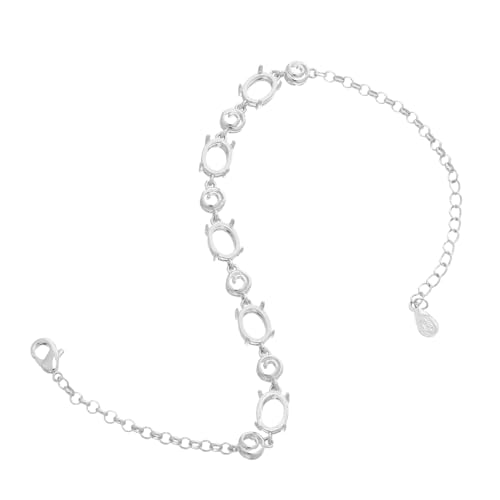 SHINEOFI armband zubehör Blank Armreifenschale Lünette Cabochon Tabletts Armband Tabletts Rohlinge Armreifen Lünette Armreifen leere Basis Blindgrundpolster Metall Silber von SHINEOFI