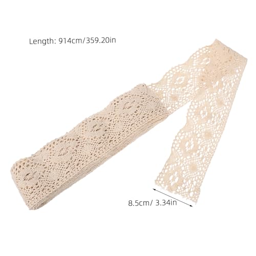 SHINEOFI handgefertigte Spitze Spitzenbesatz Spitzenband aus Baumwolle floral bestickte Borte Retro -Spitzenausstattung Dekoration Häkelbesatz Stickerei-Spitzenband Baumwollfaden Beige von SHINEOFI