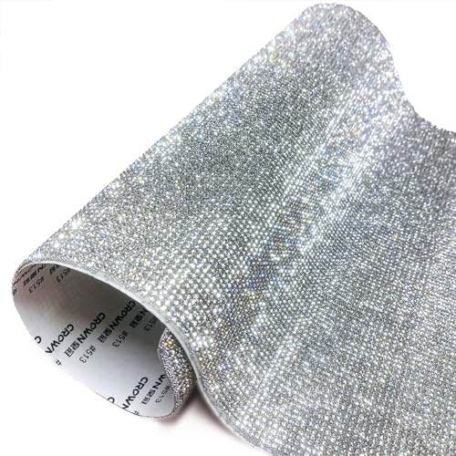 40 X 24 cm Silbrige selbstklebende DIY Strasssteinen Aufkleber Blatt, Kristall Aufkleber für DIY Handwerk Dekoration mit 19440 Stück glänzende Edelsteine von SHINEYES
