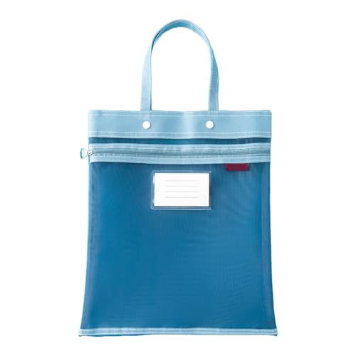 Dokumententasche mit großem Fassungsvermögen, Netzstoff, Reißverschluss, mit Griff, doppellagig, Nylon, transparent, für Büro, Schule, Reisen, Blau von SHINROAD