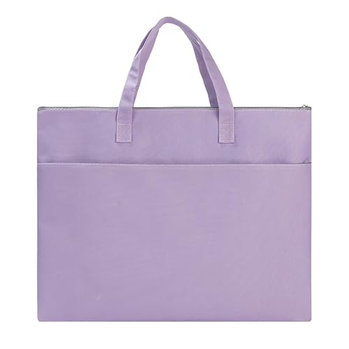 Einfarbiger Dokumenten-Organizer, Portfolio-Hülle mit Trenntaschen, Kunsttasche, A3, A4, großes Fassungsvermögen, mit Reißverschluss, unterteilter Aktenhalter, wasserdicht, A4, Violett von SHINROAD