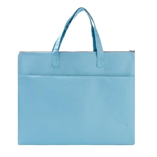 Einfarbiger Dokumenten-Organizer, Portfolio-Tasche mit Trenntaschen, Kunsttasche, A3, A4, großes Fassungsvermögen, mit Reißverschluss, unterteilter Aktenhalter, wasserdicht, A4, Hellblau von SHINROAD
