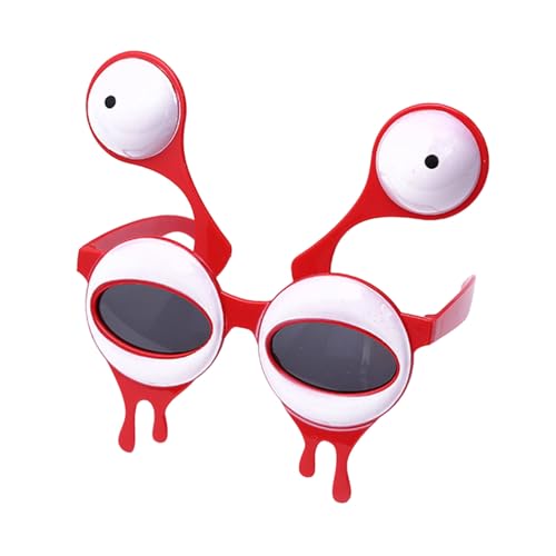 Karneval Sonnenbrille weiße Kante Neuheit mit großen Augen getönte Linsenbrillen für Festivals Cosplay -Partys Skurry Extraterrestrisch inspiriertes Accessoire Spaß Rot von SHINROAD