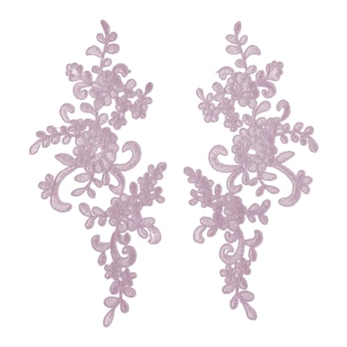 Kleidung DIY Spitze 2 Stück Stickerei Applikation Blume Stoff Kragen Patch Motiv für Hochzeitskleid Kleid Braut Handwerk Alltag Schneiderei Rosa von SHINROAD