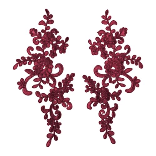 Kleidung DIY Spitze Stickerei Applikation Blume Stoff Kragen Patch Motiv für Hochzeitskleid Kleid Braut Handwerk Alltag Schneiderei Weinrot von SHINROAD