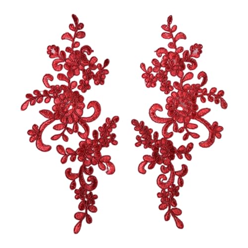 Kleidungsstücke DIY Spitze Stickerei Applikation Blume Stoff Kragen Patch Motiv für Hochzeitskleid Kleid Braut Handwerk Alltag Schneiderei Rot von SHINROAD