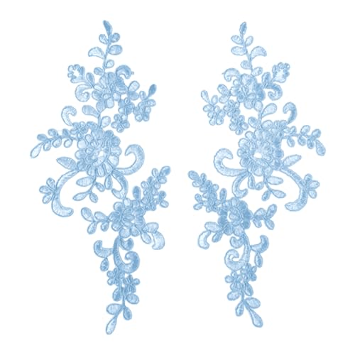 Kleidungsstücke DIY Spitze Stickerei Applikation Blume Stoff Kragen Patch Motiv für Hochzeitskleid Kleid Braut Handwerk Alltagskleidung Schneiderblau 2 Stück von SHINROAD
