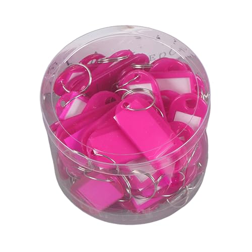 Kunststoff-Schlüsselanhänger mit Metallring, Schlüsselanhänger, Schreibpapier, 50 Stück, robuste Schlüsselanhänger, Zimmerkartenhalter, tragbares Etikett, klares Kennzeichen für Rosa von SHINROAD