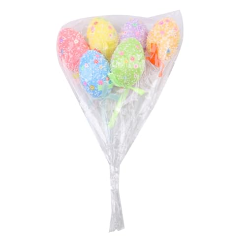 SHINROAD Festliche Osterdekoration, Eierdekoration, 6 Stück, bunte Schaumstoff-Frühlingsparty-Kuchenaufsätze, Blumenarrangement, Ornament für DIY, Basteln, Vase D von SHINROAD