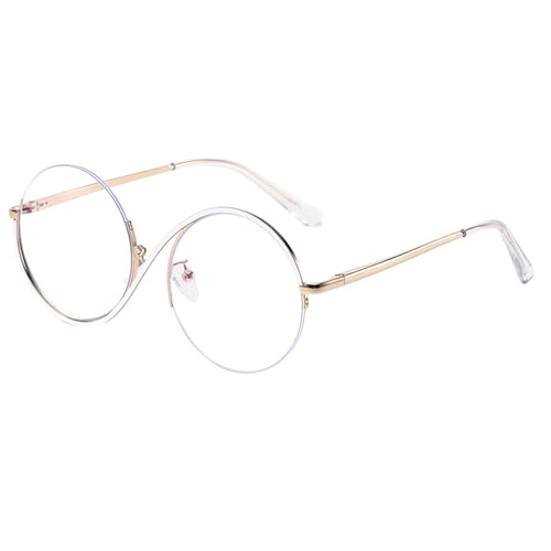 SHINROAD Film-inspirierte Brille, flache Spiegel-Sonnenbrille, Hexe, ikonisches Design, leichter Metallrahmen, S-förmige Beine, runde Brille für Halloween-Partys, Cosplay, Platin von SHINROAD