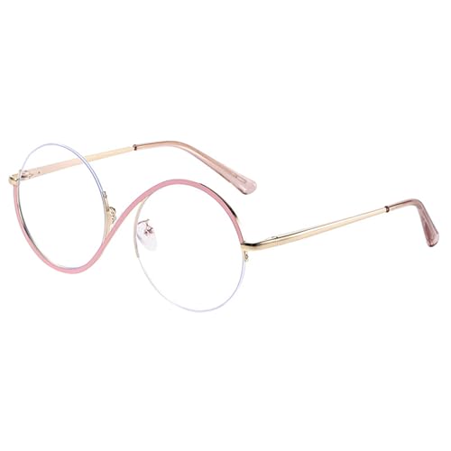 SHINROAD Film-inspirierte Brille, flache Spiegel-Sonnenbrille, Hexe, ikonisches Design, leichter Metallrahmen, S-förmige Beine, runde Brille für Halloween-Partys, Cosplay, Rosa-Gold von SHINROAD