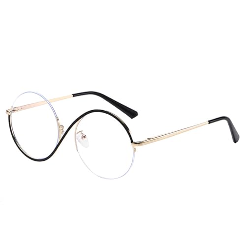 SHINROAD Film-inspirierte Brille, flache Spiegel-Sonnenbrille, Hexe, ikonisches Design, leichter Metallrahmen, S-förmige Beine, runde Brille für Halloween-Partys, Cosplay, Schwarz / Golden von SHINROAD