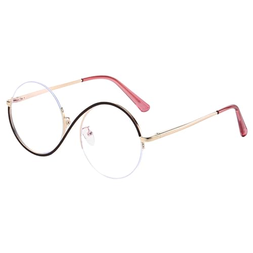 SHINROAD Film-inspirierte Brille, flache Spiegel-Sonnenbrille, Hexe, ikonisches Design, leichter Metallrahmen, S-förmige Beine, runde Brillen für Halloween-Partys, Cosplay, Rotgold von SHINROAD