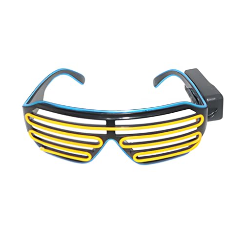 SHINROAD Lustige Festival-Brille, langlebige Party-Sonnenbrille, leuchtende Neon-Rave-Brille, blinkender Verschluss mit EL-Draht, LED-Sonnenbrille, leuchtende DJ-Kostüme für 80er-Jahre-Partys C von SHINROAD
