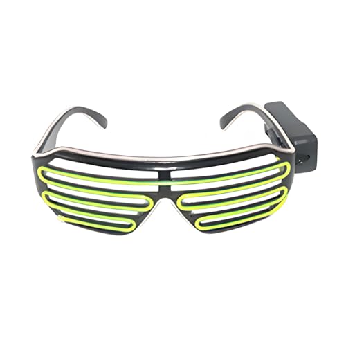 SHINROAD Lustige Festival-Brille, langlebige Party-Sonnenbrille, leuchtende Neon-Rave-Brille, blinkender Verschluss mit EL-Draht, LED-Sonnenbrille, leuchtende DJ-Kostüme für 80er-Jahre-Partys I von SHINROAD