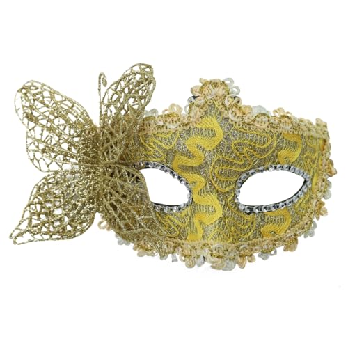 SHINROAD Maskerade Maske Partyzubehör Schmetterling für Frauen Halbgesicht mit Akzenten Elegante Kostümpartys Maskeraden Golden SHINROAD Maskerade Maske Partyzubehör Schmetterling für Frauen Halbgesicht mit Akzenten Elegante Kostümpartys Maskeraden Golden von SHINROAD