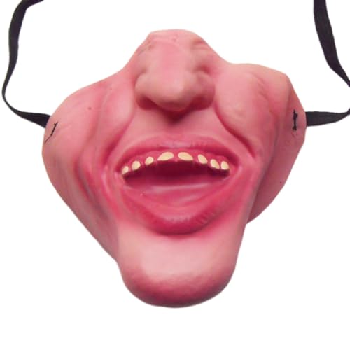 SHINROAD Naturlatex-Maske für Erwachsene, Halloween, lustiger Halbgesichtsstreich, atmungsaktiv, realistischer Horror für Kostümparty, D von SHINROAD