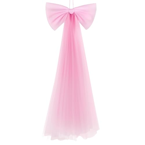 SHINROAD Netzschleife, groß, für Party-Dekorationen, buntes Band zum Aufhängen, Geschenkverpackung, Babyparty, Geburtstag, Junggesellinnenabschied, Hochzeit, Dekoration, Rosa von SHINROAD