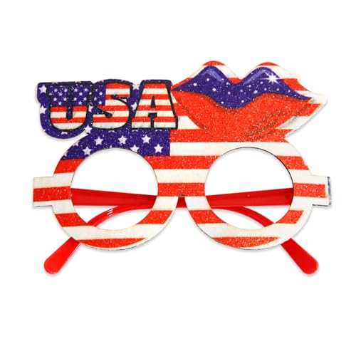 SHINROAD Partyzubehör mit amerikanischer Flagge, patriotische Brille, Sternstreifen, Brillen für Unabhängigkeitstag, Gedenkstätten, Veteranen, Feiern, Rot, Weiß, L von SHINROAD