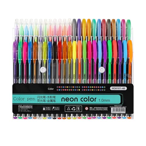 SHINROAD Schnell trocknende Gelstifte Gouache, 48-teiliges Stifte-Set, Glitzer, Textmarker, Metallic-Tinte, glattes Schreiben, Schulanfang, A von SHINROAD