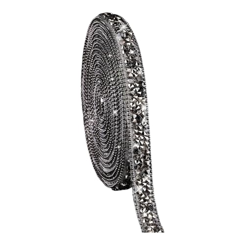 SHINROAD Selbstklebende Strassstreifen, Rolle, 1 cm breit, 91 cm lang, dekorativ für Heimwerker, Handwerk, Kleidung, Schuhe, Kuchen, Grau, 1 cm von SHINROAD