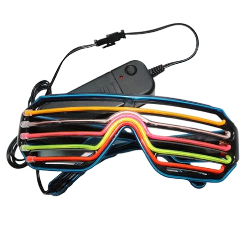 SHINROAD Shutter Glitzer-Sonnenbrille, Jalousien-Design, LED-Neon-Rave-Brille, leuchtend, DJ, leuchtender Draht, für Party, Bars, Nachtclubs, Blau von SHINROAD